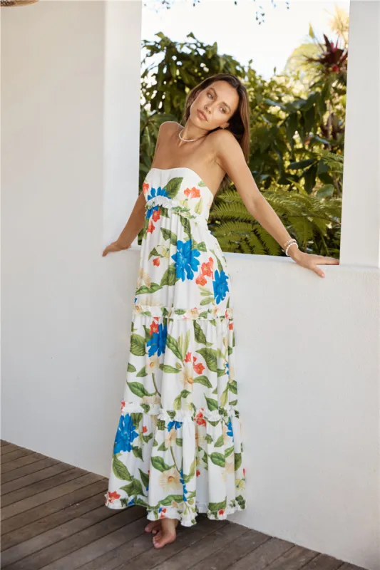 SEVEN WONDERS Daria Maxi Dress White Floral sold by Fortunate One