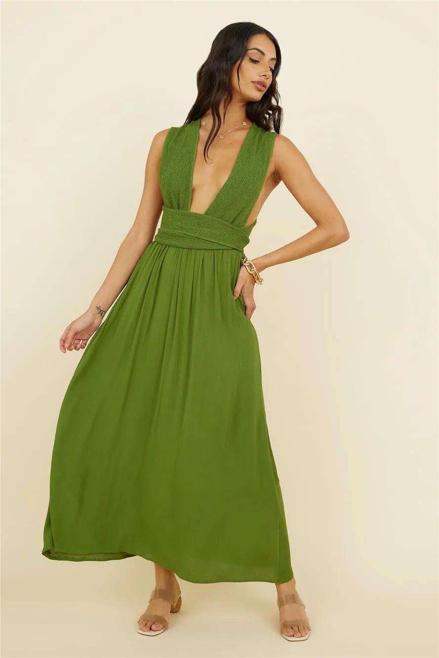 By The Ocean Midi Dress Green sold by Fortunate One