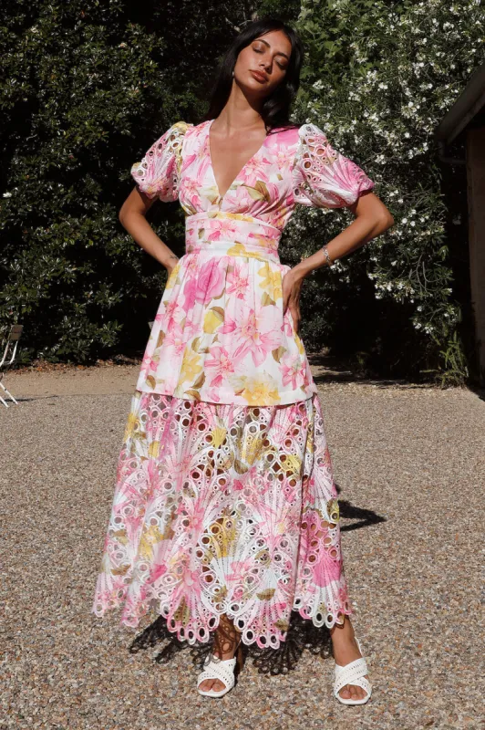 Floral Skies Maxi Dress Pink sold by Fortunate One