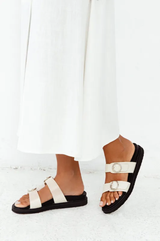 BILLINI Ziba Slides White Clay Croc sold by Fortunate One