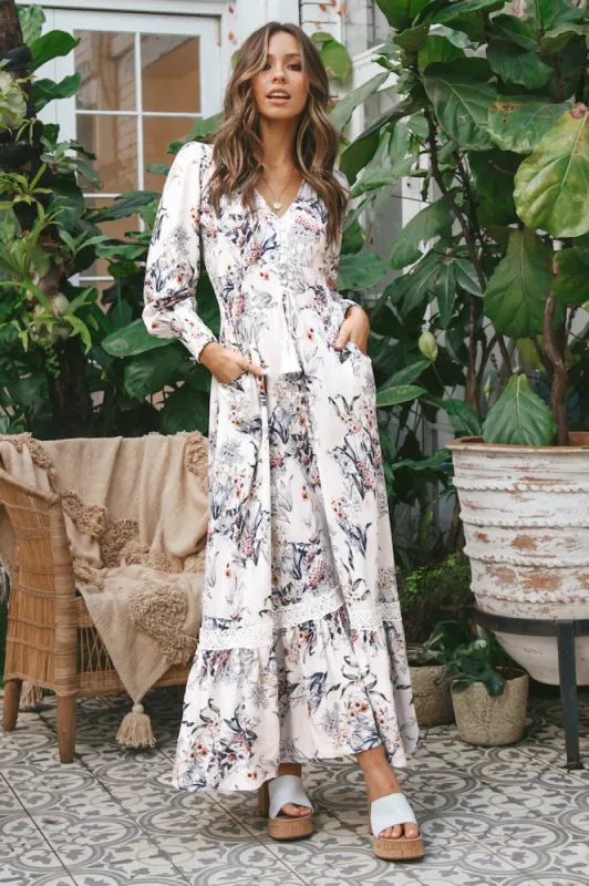 Renaissance Fair Maxi Dress White sold by Fortunate One