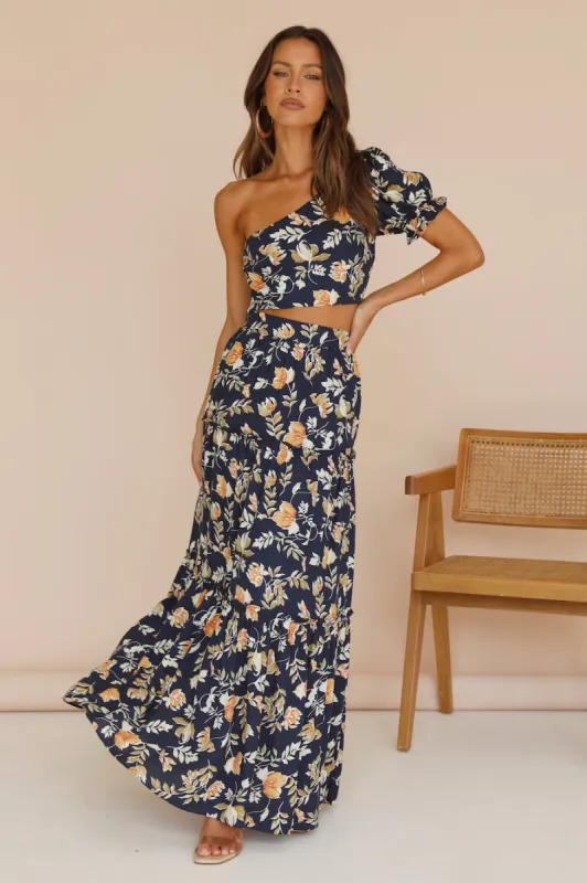 SEVEN WONDERS Elena Maxi Skirt Navy sold by Fortunate One