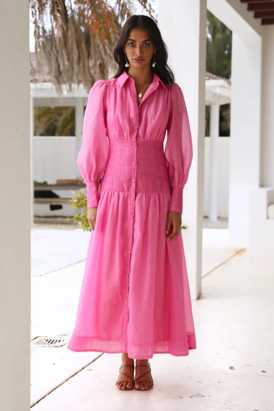 Coral Oceans Maxi Dress Pink sold by Fortunate One