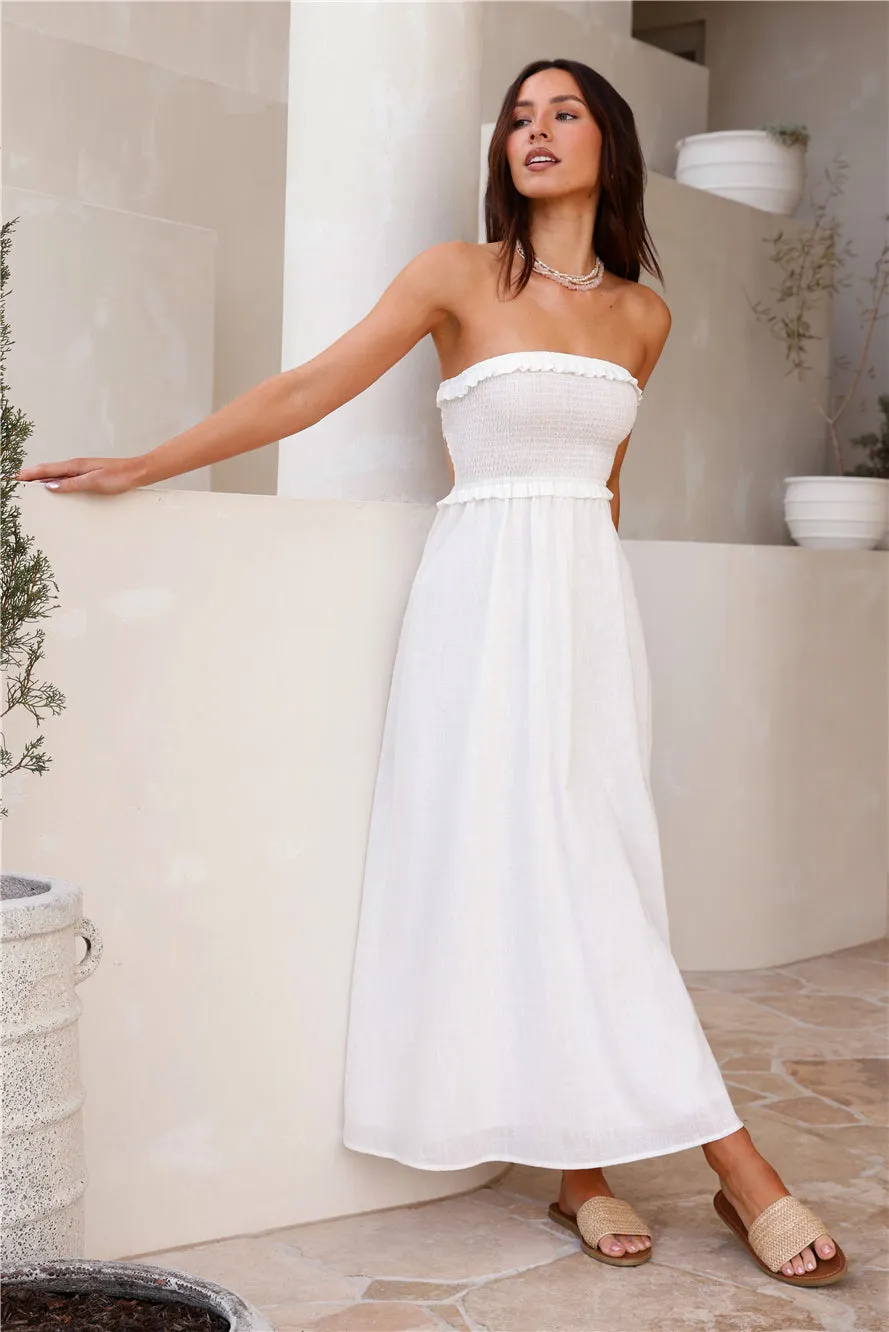 Island Time Strapless Maxi Dress White sold by Fortunate One