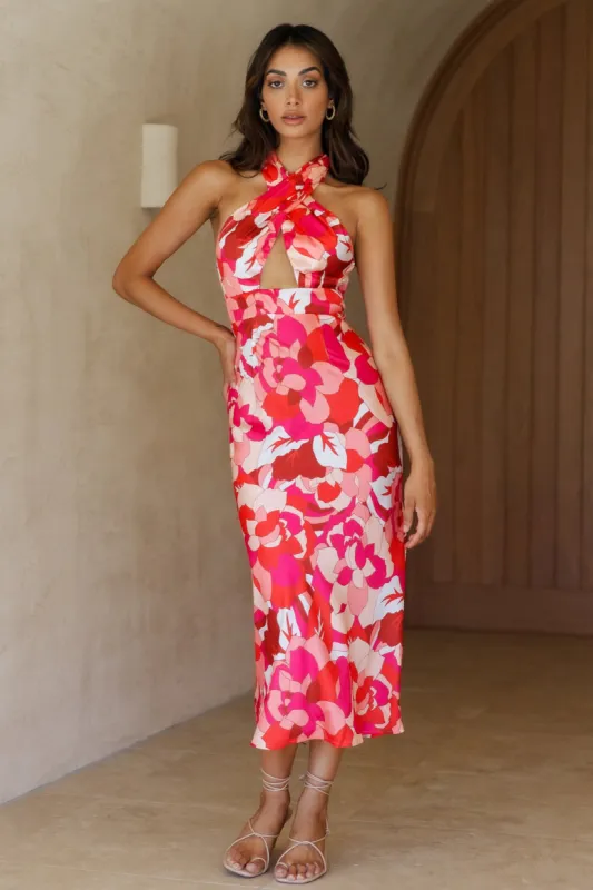 RUNAWAY THE LABEL Mindy Midi Dress Fuchsia sold by Fortunate One