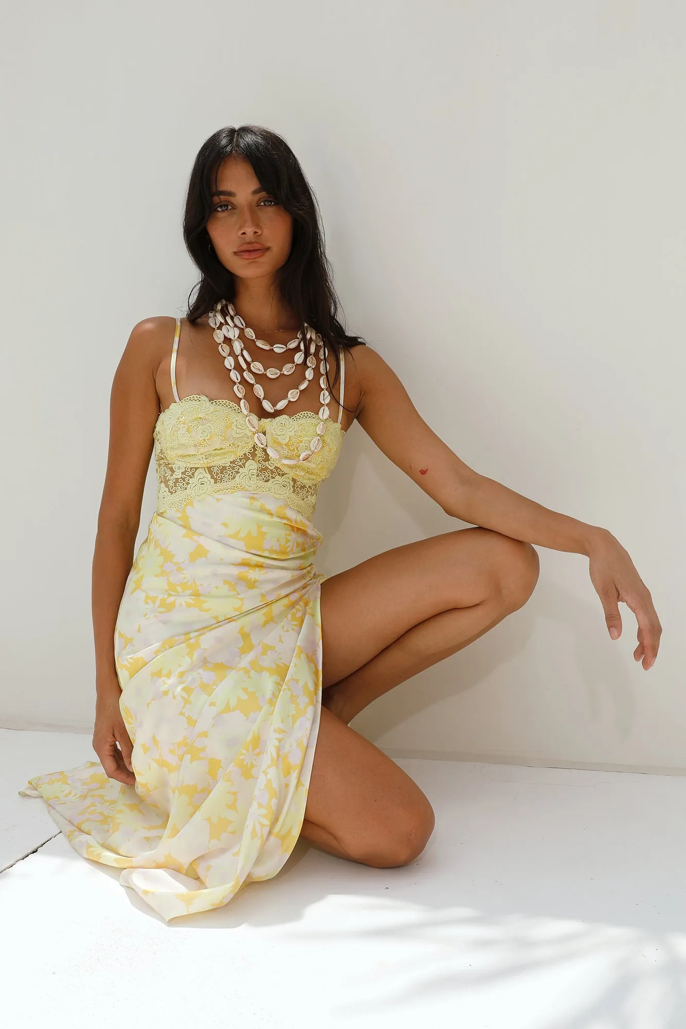 Main Character Satin Maxi Dress Yellow sold by Fortunate One product image thumbnail 5