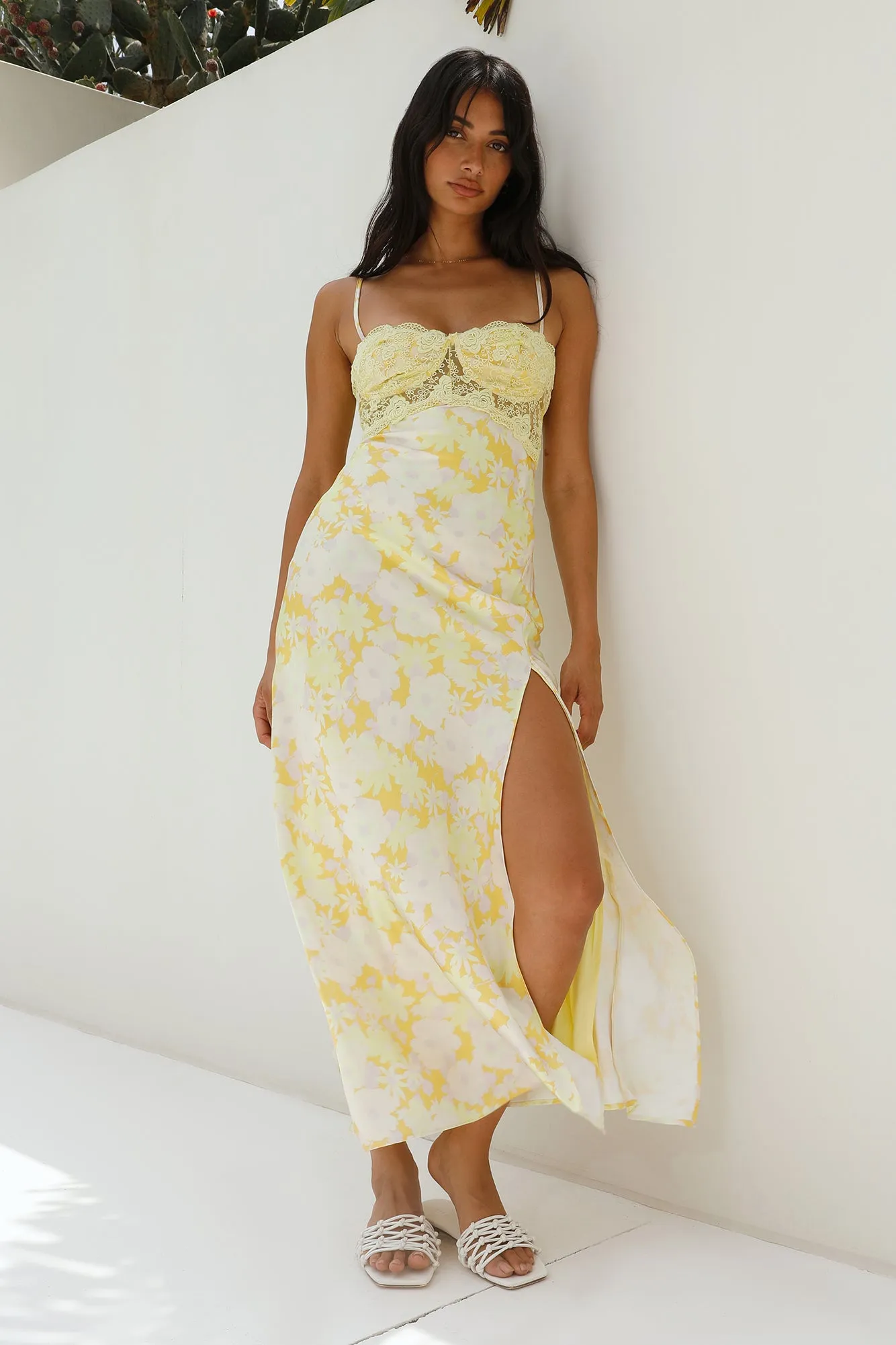 Main Character Satin Maxi Dress Yellow sold by Fortunate One product image thumbnail 2