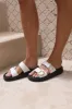 SIREN Allure Chunky Slides White Leather sold by Fortunate One