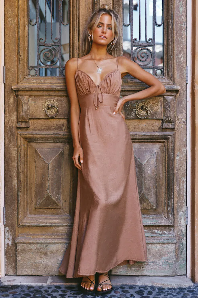 Heart In Two Maxi Dress Tan sold by Fortunate One
