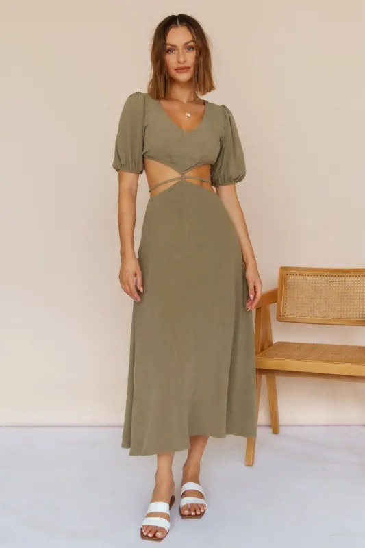 Evie Maxi Dress Olive sold by Fortunate One
