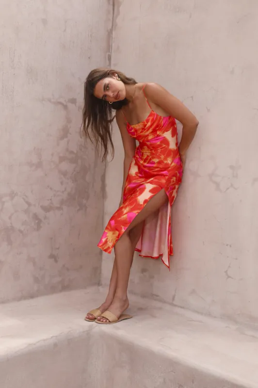 Before Dawn Midi Dress Orange sold by Fortunate One