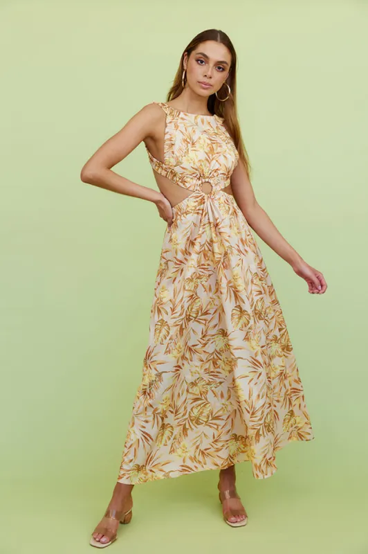 Walking On The Moon Maxi Dress Yellow sold by Fortunate One
