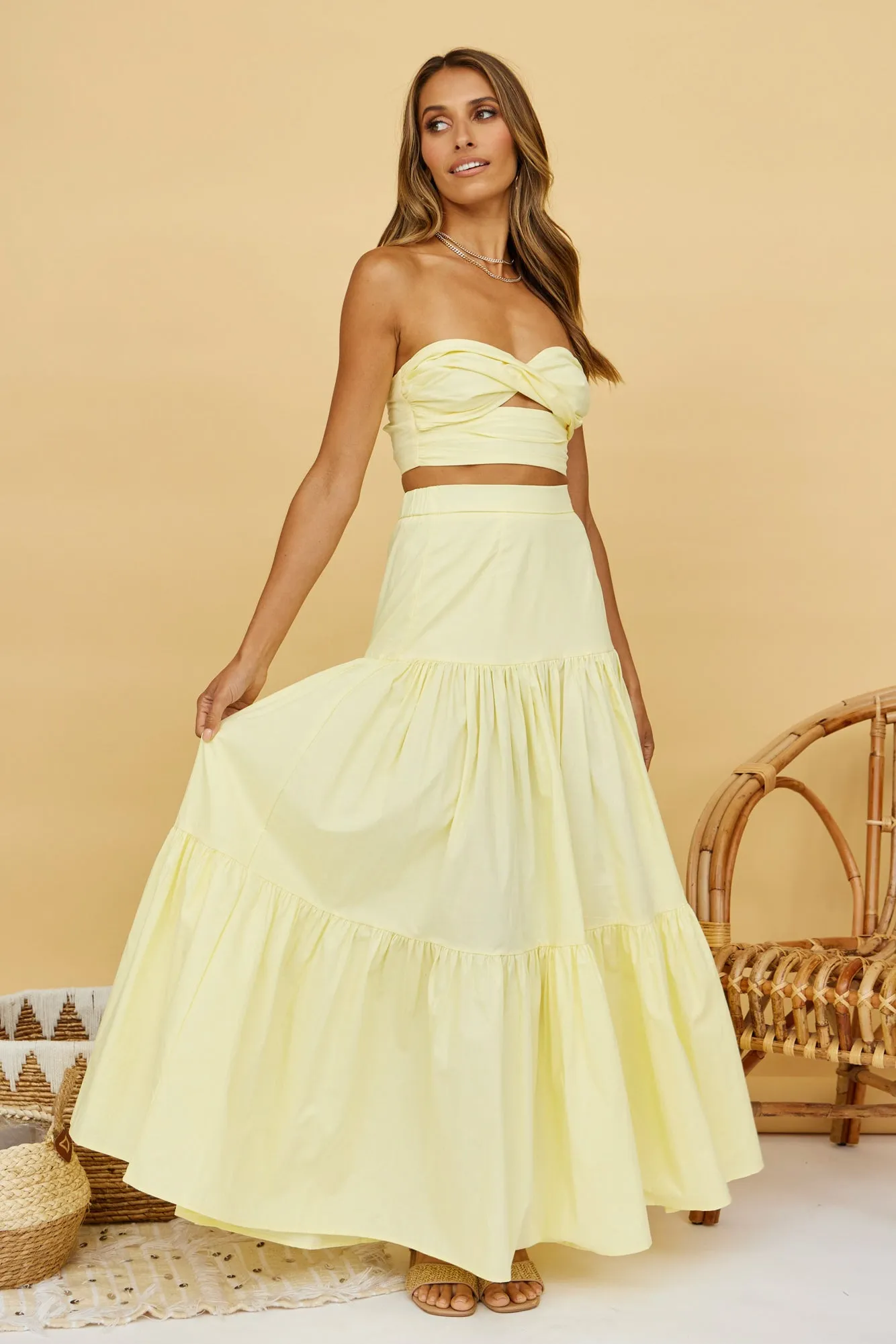 RUNAWAY THE LABEL Ayla Maxi Skirt Lemon sold by Fortunate One product image thumbnail 2
