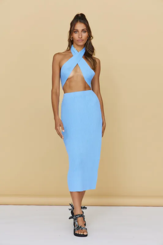 Tropical City Crop Top Blue sold by Fortunate One