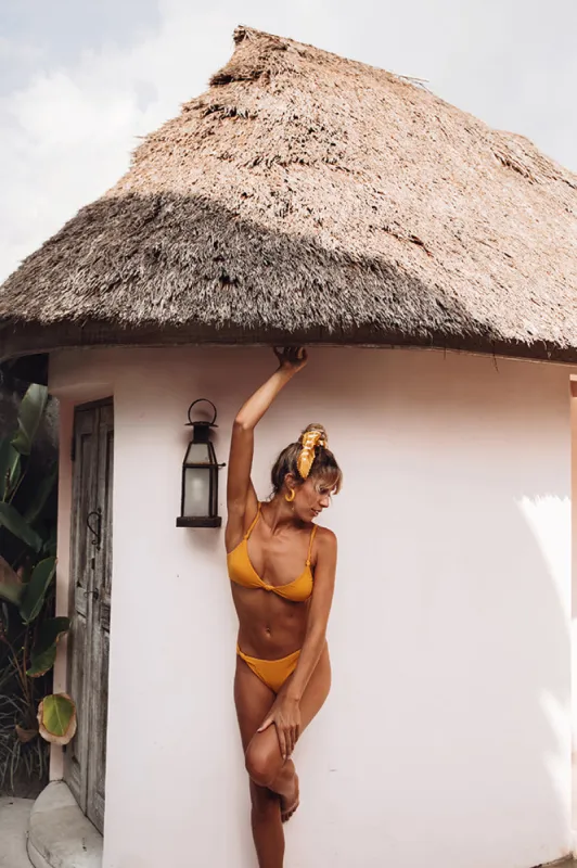 HELLO MOLLY Hermosa Swim Bottom Mustard sold by Fortunate One