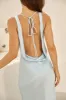 Dear Me Satin Maxi Dress Blue sold by Fortunate One