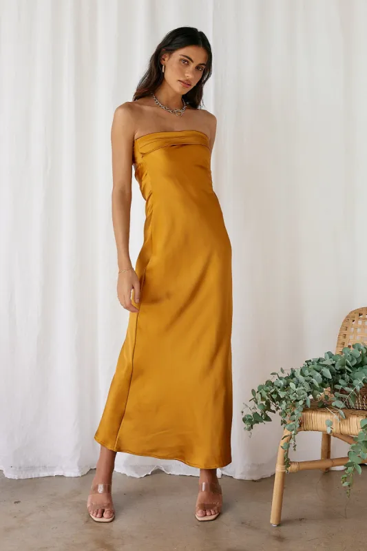 Gleam In Gold Maxi Dress Yellow sold by Fortunate One