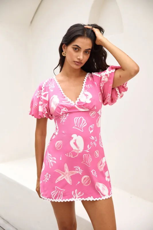 Seashell Searching Mini Dress Pink sold by Fortunate One