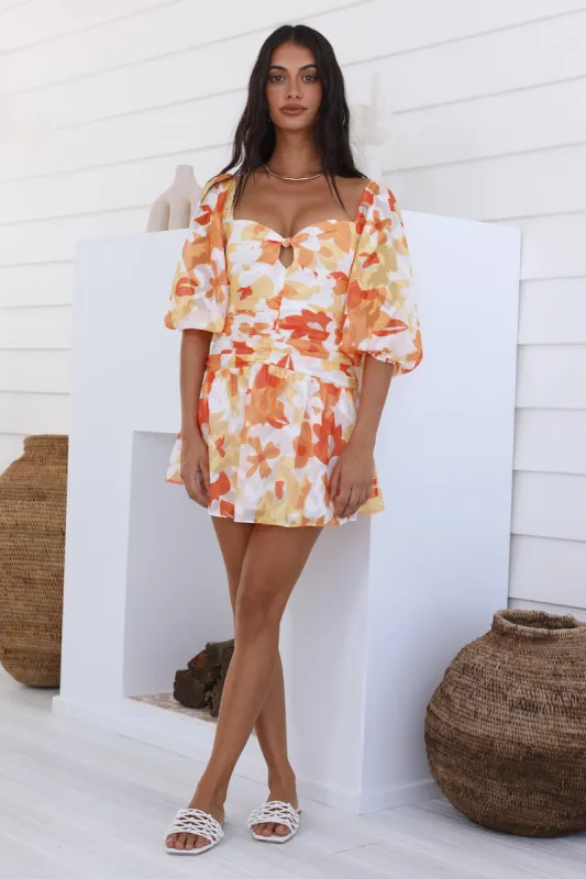 Daisy Chains Dress Orange sold by Fortunate One