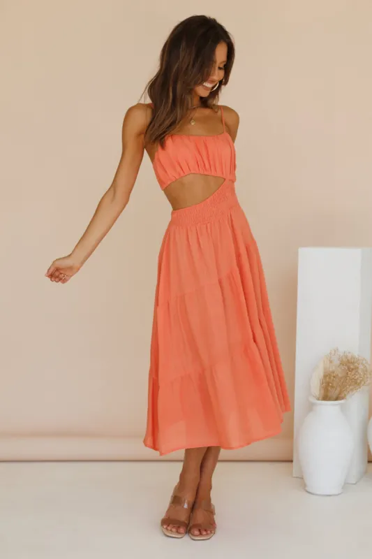 Feeling Fine Midi Dress Orange sold by Fortunate One