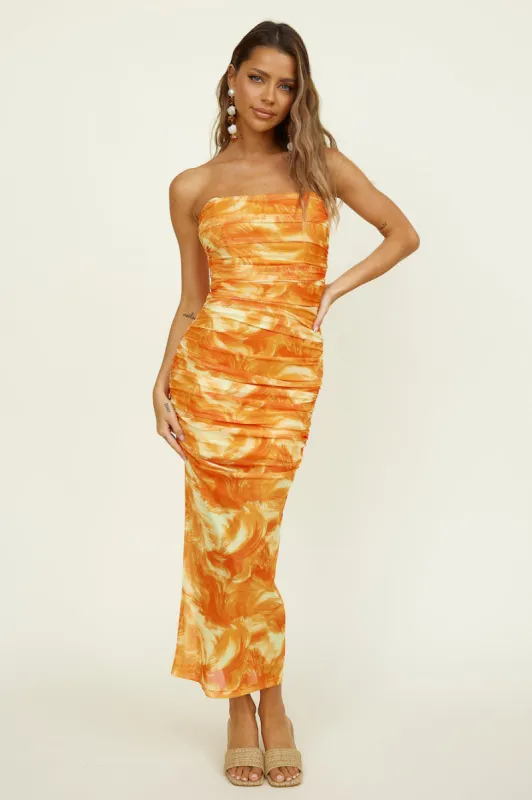 Burning Palms Maxi Dress Orange sold by Fortunate One