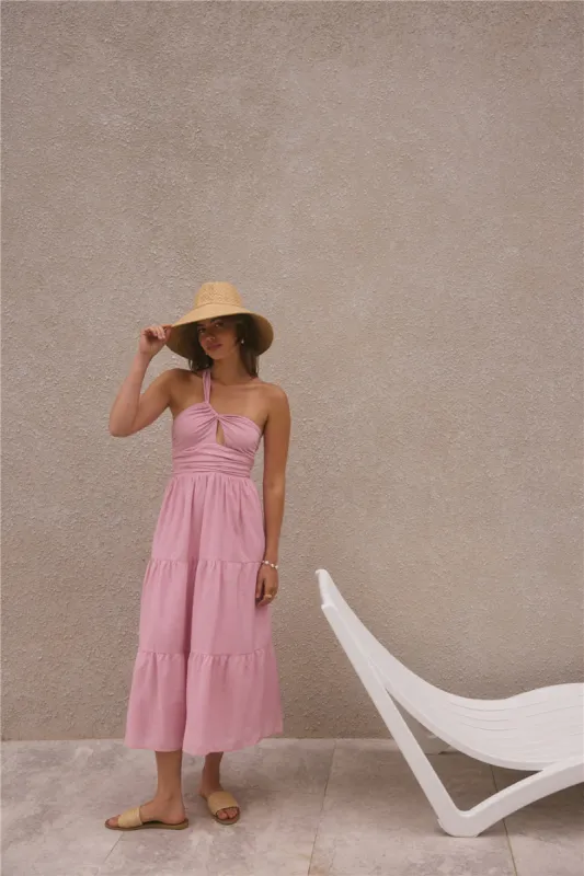 Pure Satisfaction One Shoulder Maxi Dress Pink sold by Fortunate One