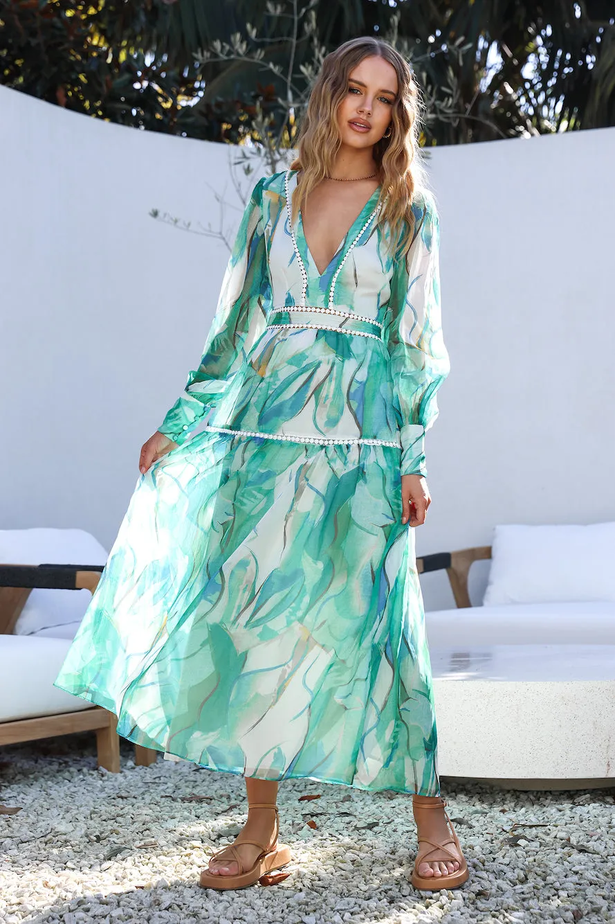 Sunny and Bright Maxi Dress Green sold by Fortunate One