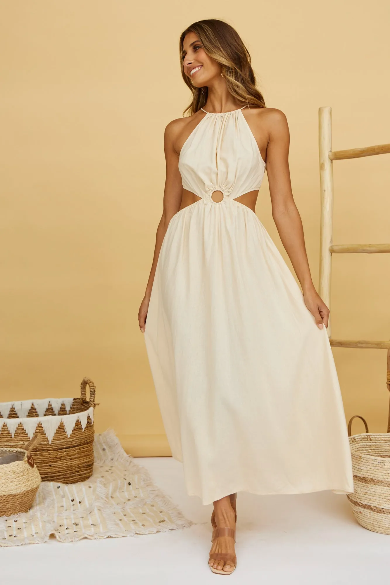 Aulma Maxi Dress Beige sold by Fortunate One product image thumbnail 5