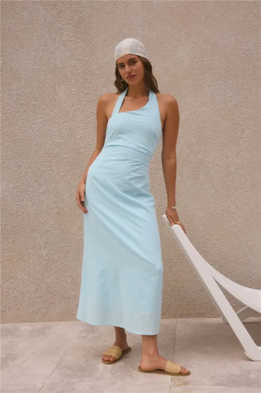 Free Spirited Halter Maxi Dress Blue sold by Fortunate One
