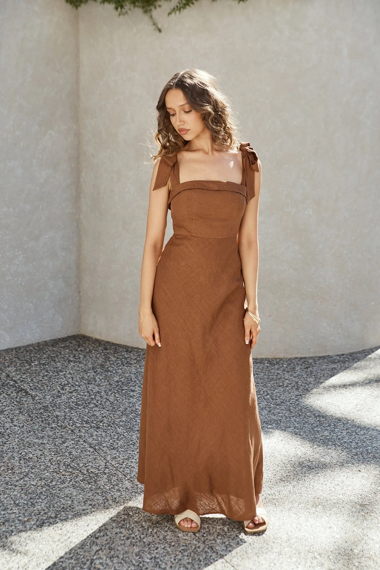 Daphne Maxi Dress Brown sold by Fortunate One product image thumbnail 3