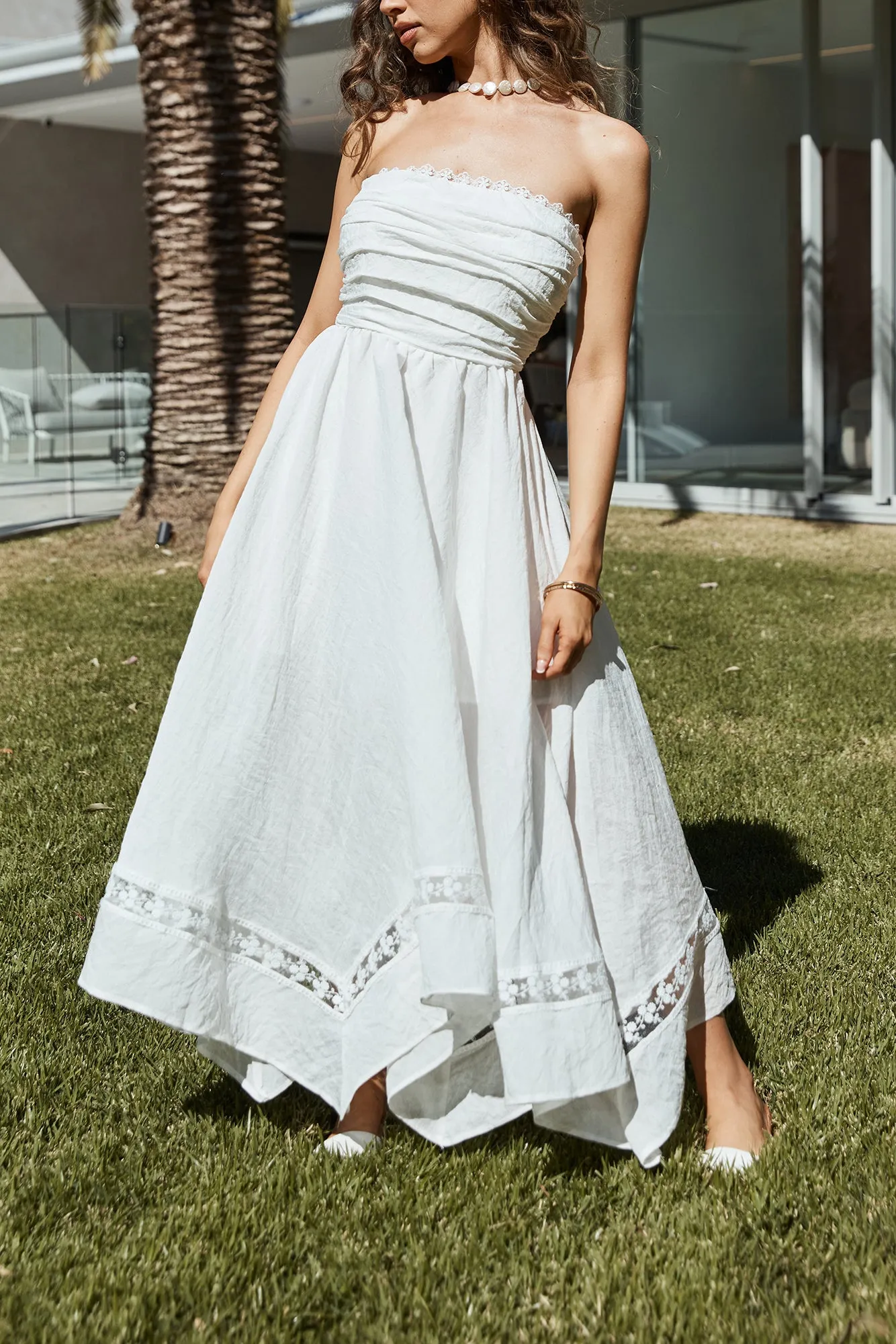 Lucia Strapless Midi Dress White sold by Fortunate One product image thumbnail 3