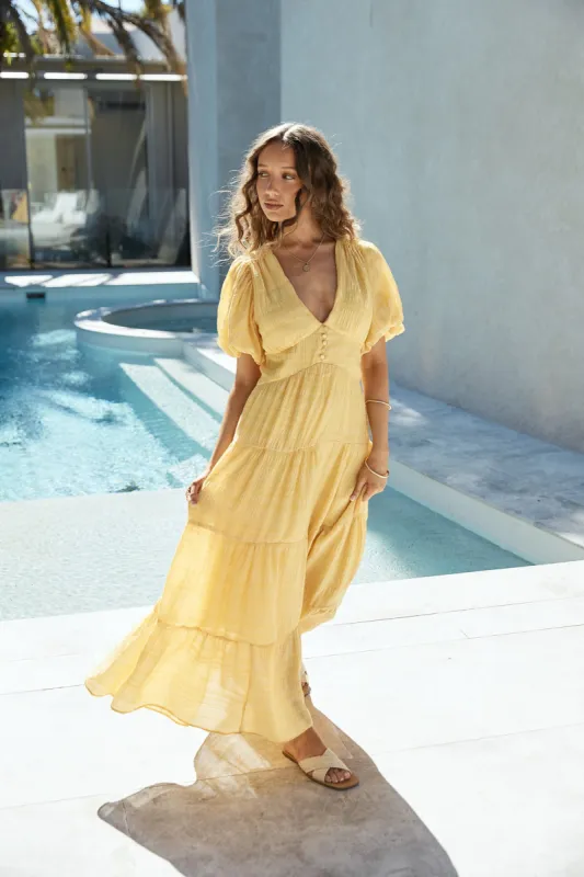 Secret Garden Maxi Dress Yellow sold by Fortunate One