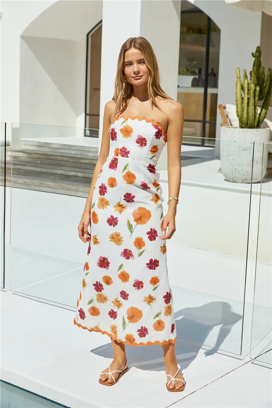 Garden Girl Strapless Maxi Dress Orange sold by Fortunate One product image thumbnail 3