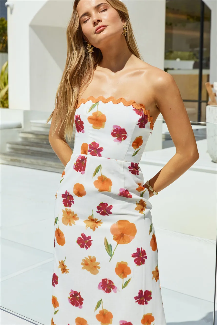 Garden Girl Strapless Maxi Dress Orange sold by Fortunate One product image thumbnail 4