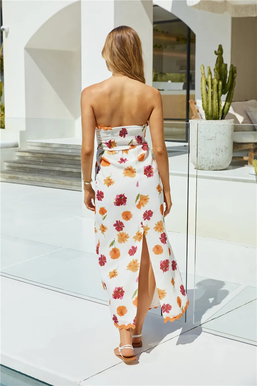 Garden Girl Strapless Maxi Dress Orange sold by Fortunate One product image thumbnail 2