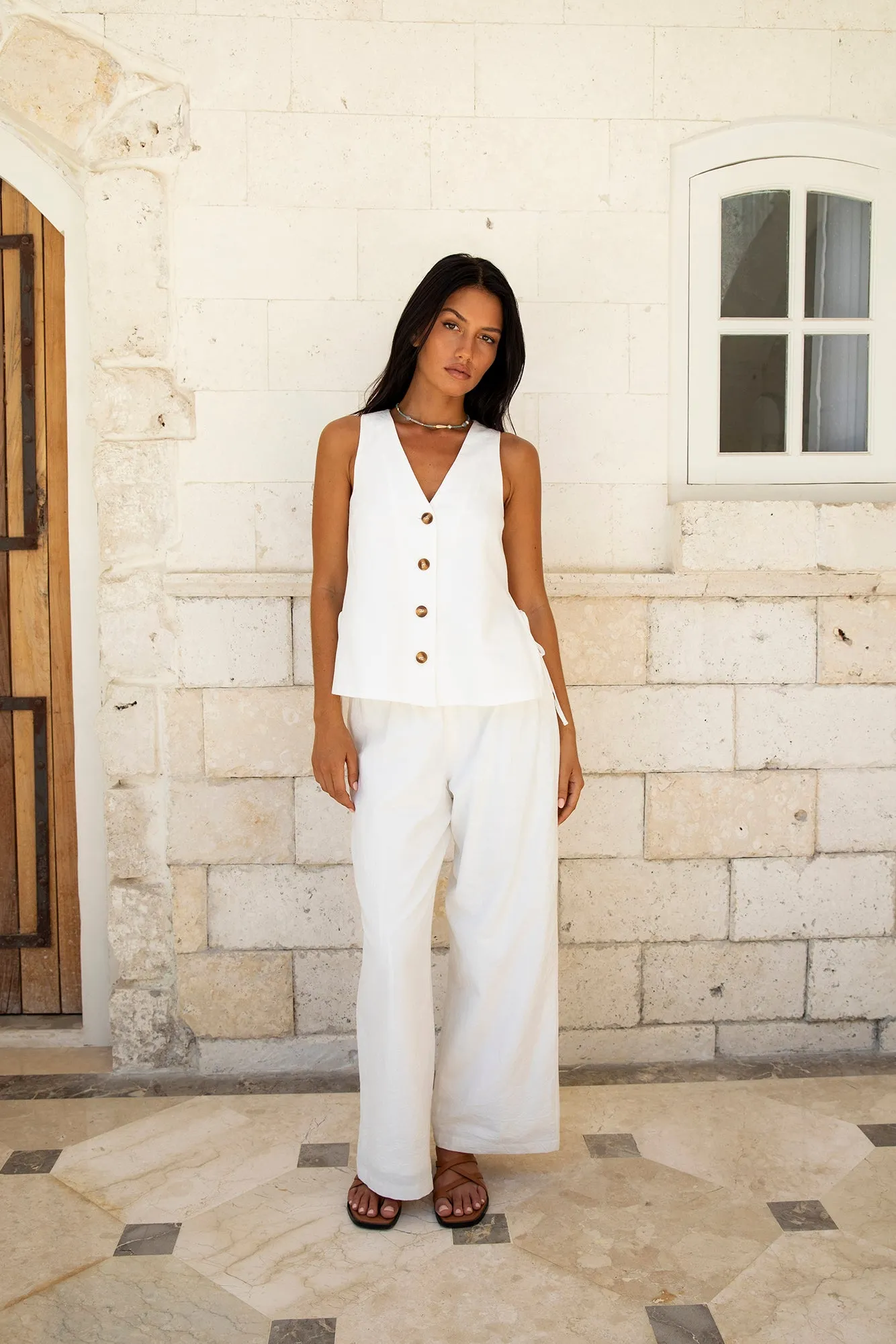 Heading South Vest Top White sold by Fortunate One product image thumbnail 3