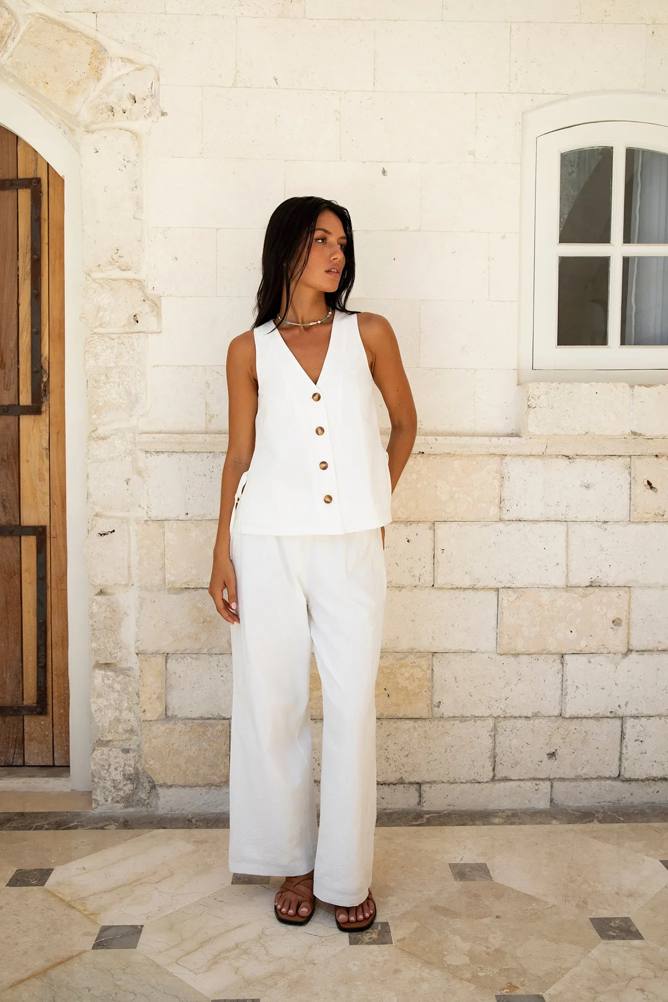 Heading South Vest Top White sold by Fortunate One product image thumbnail 5