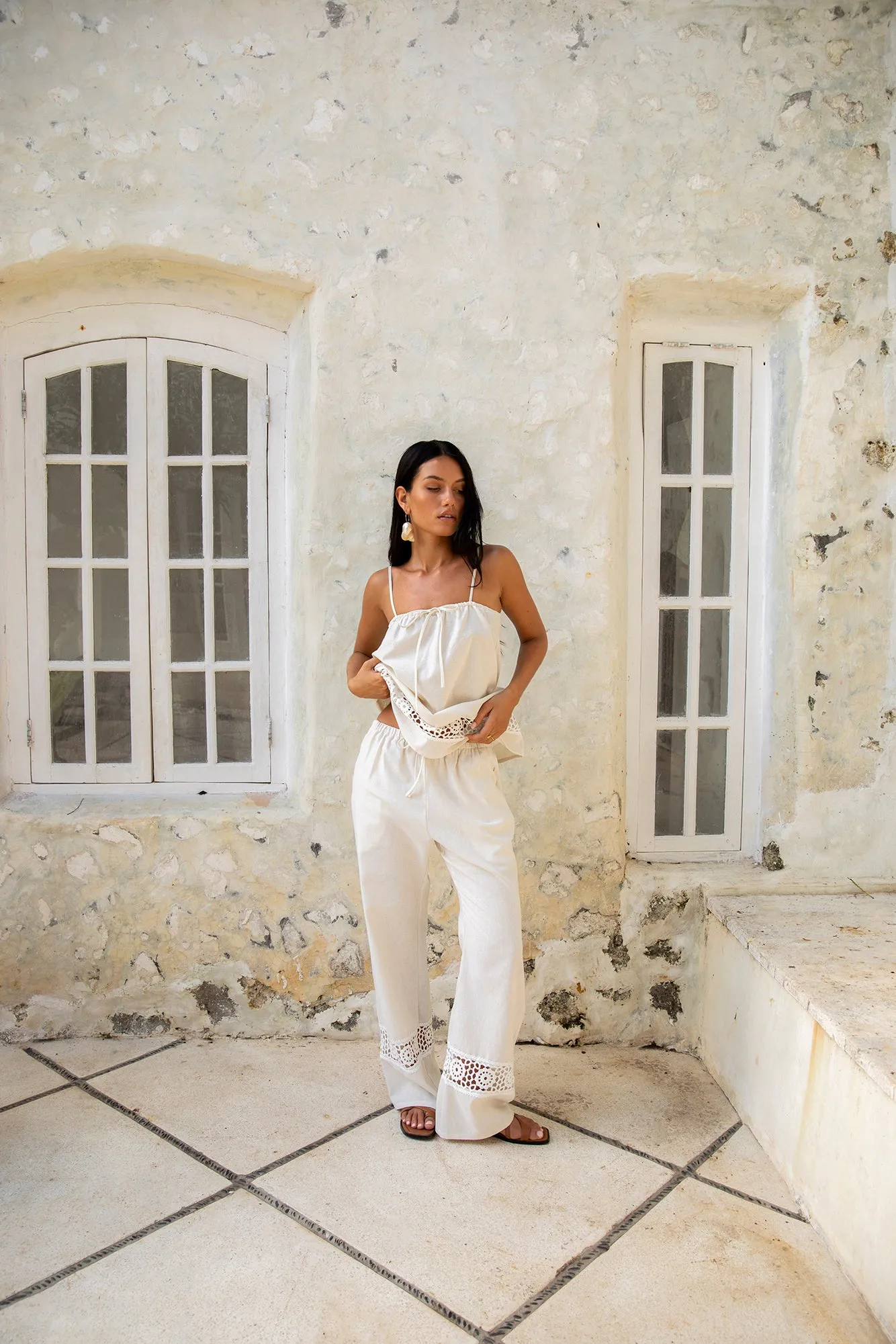 Coastal Tour Linen Top Beige sold by Fortunate One product image thumbnail 5