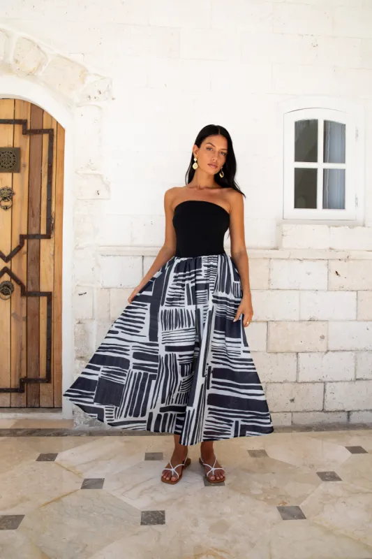 Selena Strapless Maxi Dress Black sold by Fortunate One