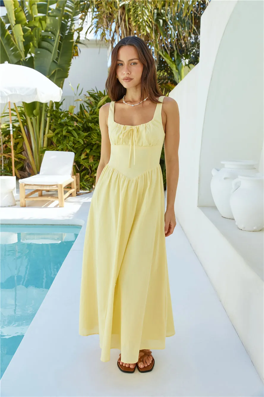 Calming Aura Linen Maxi Dress Yellow sold by Fortunate One