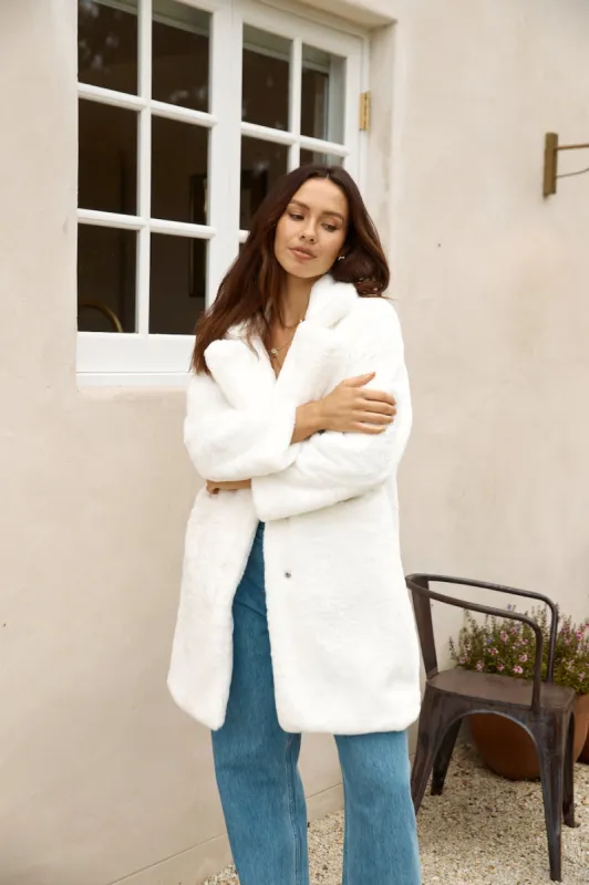 Fuzzy Feeling Coat White sold by Fortunate One