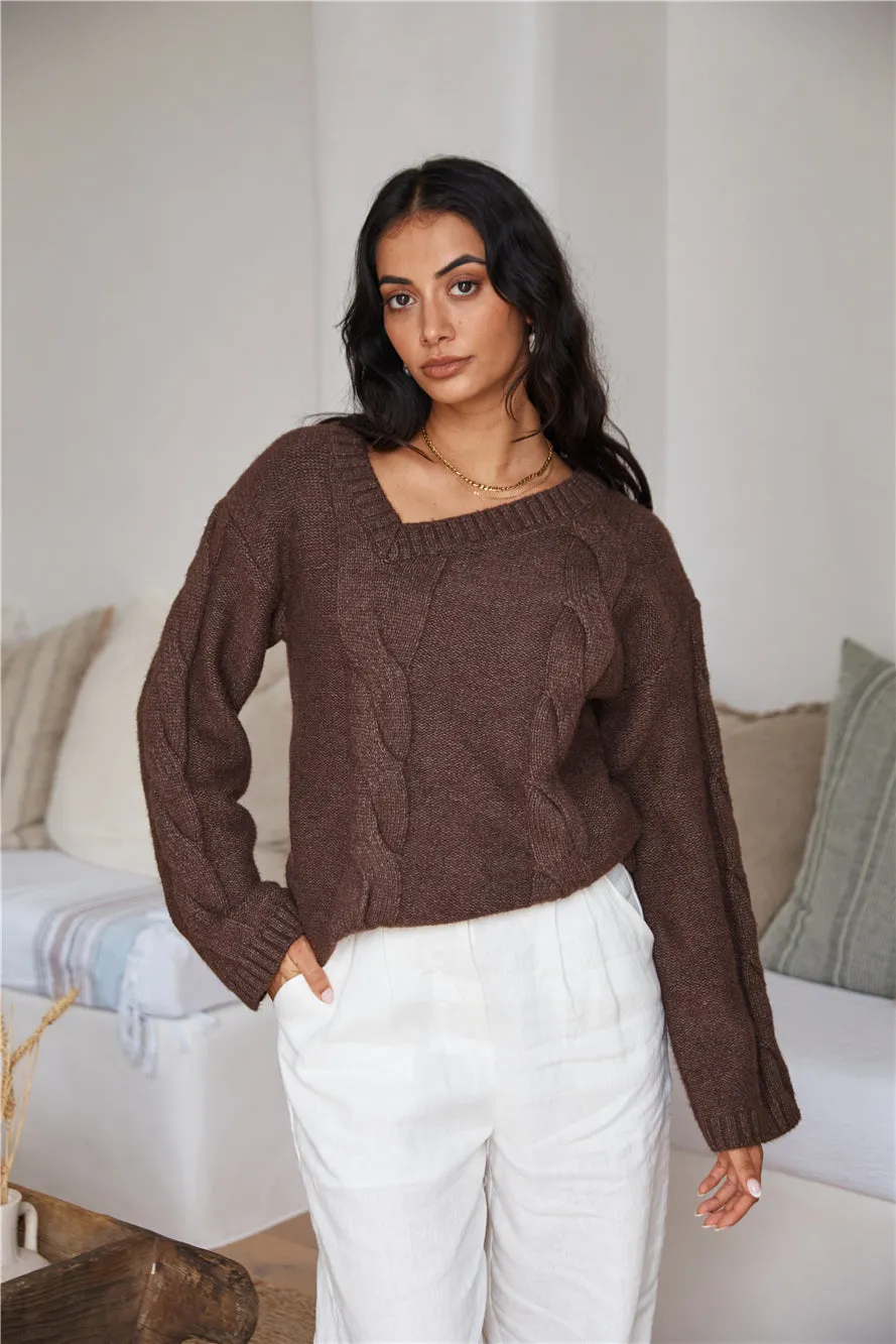 SNDYS Ana Cable Knit Jumper Mocha sold by Fortunate One product image thumbnail 4