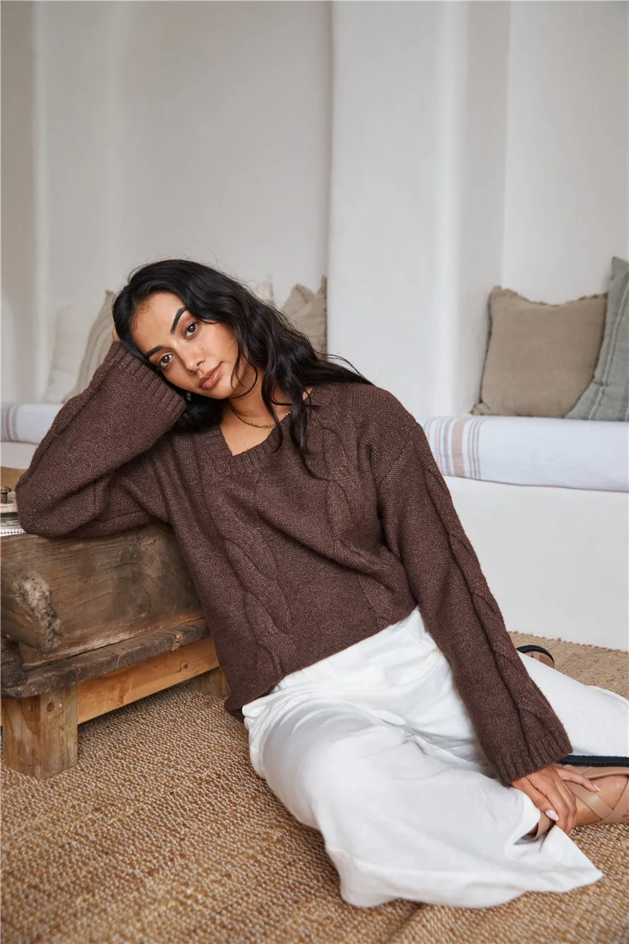 SNDYS Ana Cable Knit Jumper Mocha sold by Fortunate One product image thumbnail 5