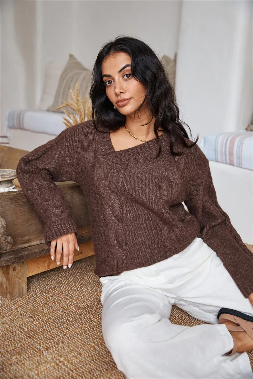 SNDYS Ana Cable Knit Jumper Mocha sold by Fortunate One product image thumbnail 3