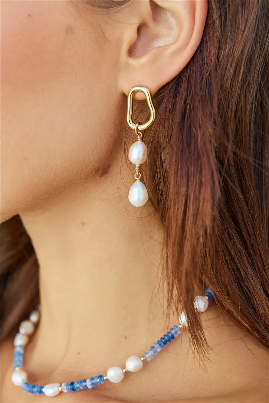 18k Gold Plated Sea Shore Pearls Earrings Gold sold by Fortunate One