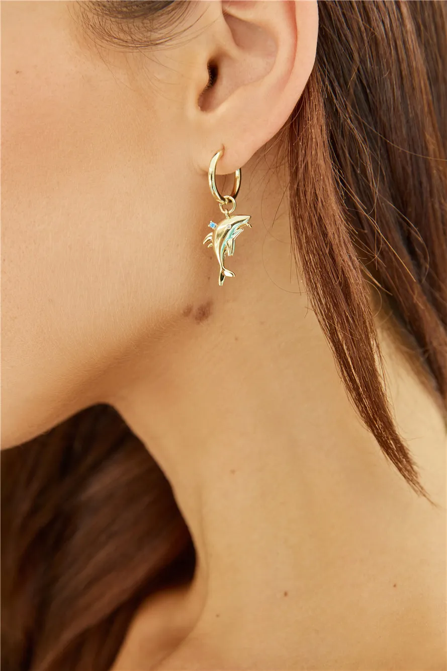 18k Gold Plated Dolphin Dreams Earrings Gold sold by Fortunate One