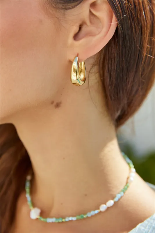 18k Gold Plated Lagoon Dip Hoop Earrings Gold sold by Fortunate One