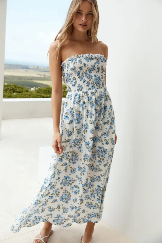Cornflower Blooms Maxi Dress Blue sold by Fortunate One