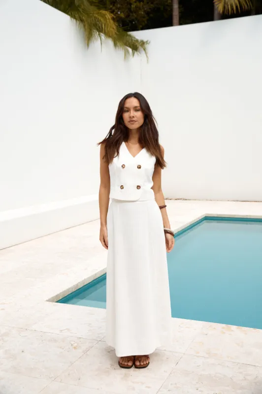 Yolanda Maxi Skirt White sold by Fortunate One