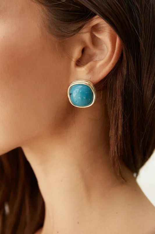 Barbara Blue Gold Earrings sold by Fortunate One